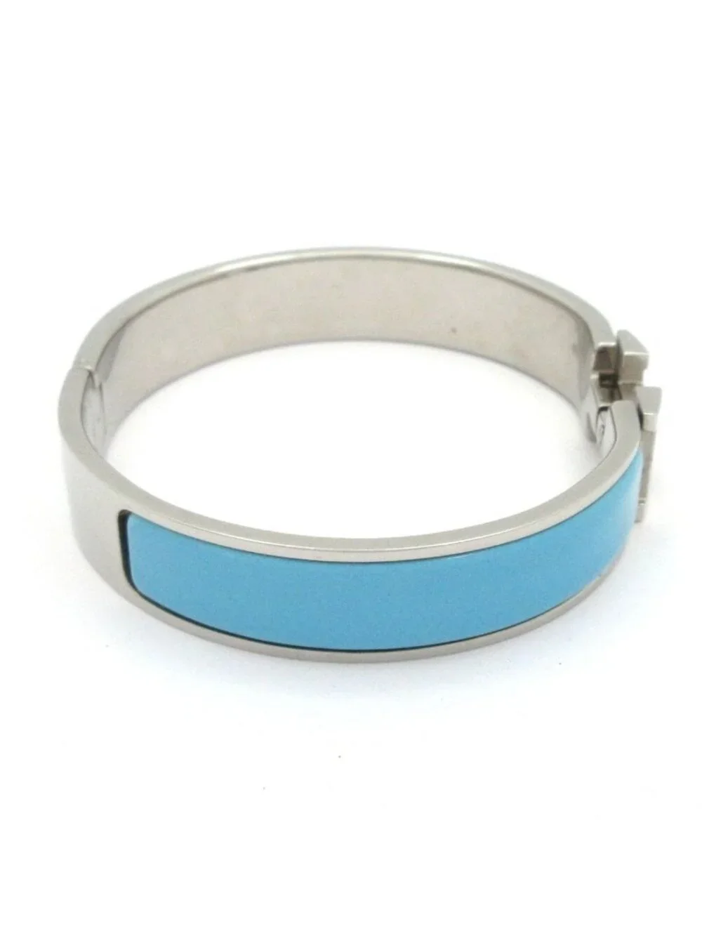 Hermes Bangle Click Silver Light Blue Bracelet
